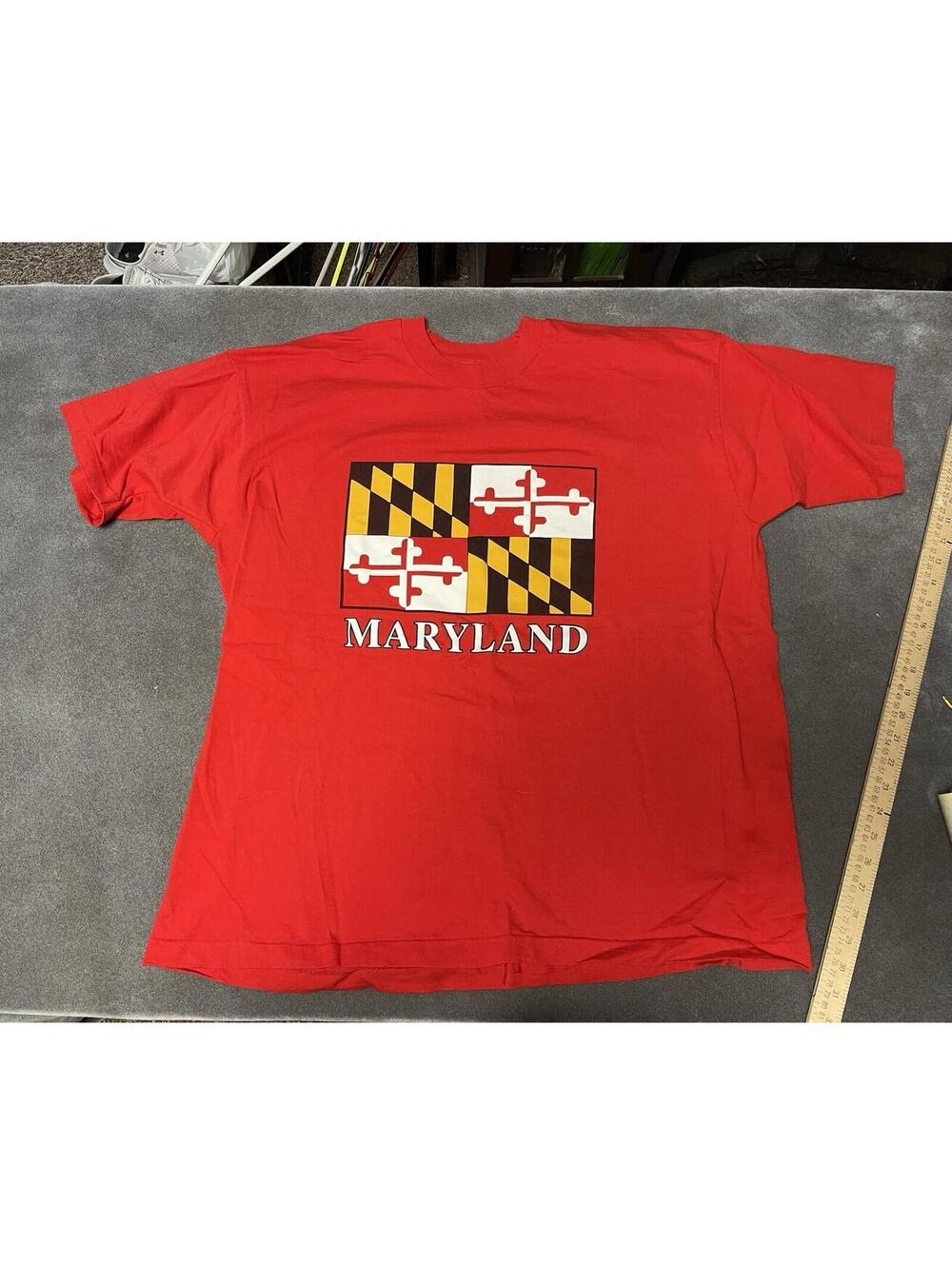 Vintage Maryland Flag T Shirt / Fruit Of The Loom / Size XXL